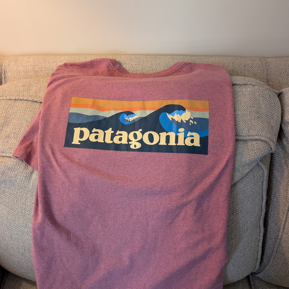 Patagonia Men's Short Sleeve Tee in Heathered Pink - Picture 2 of 3